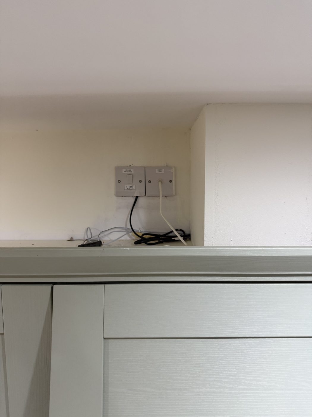 New kitchen sockets and appliance feeds at first fix